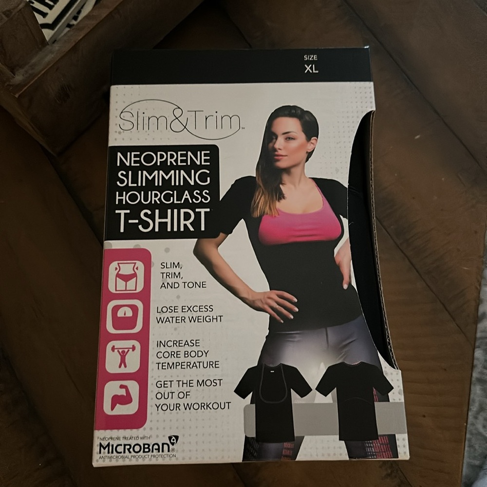 MIRCOBAN SLIM & TRIM SLIMMING HOURGLASS T-SHIRT ( BLACK ) NWT